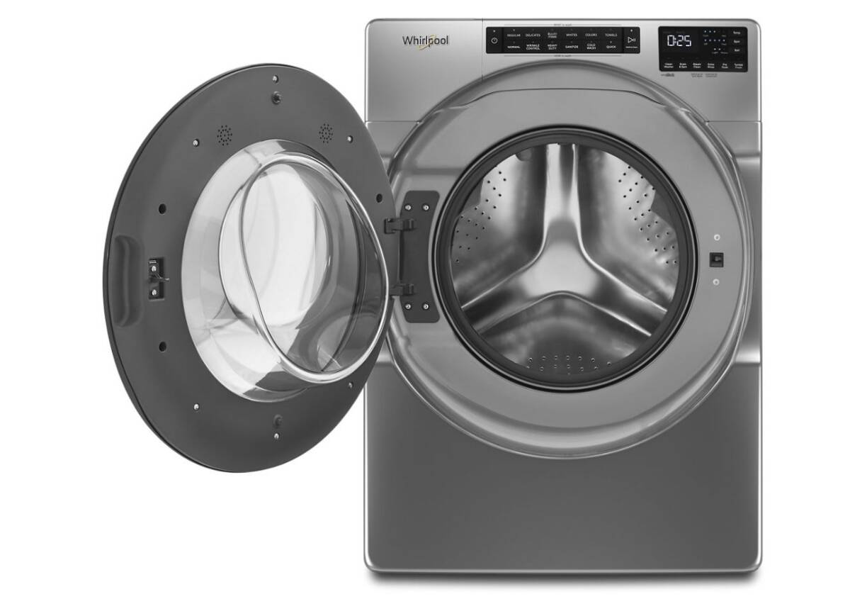 Whirlpool WFW5605MC Front Loading Washer 4.5 Cubic Foot In Chrome at Sutherlands