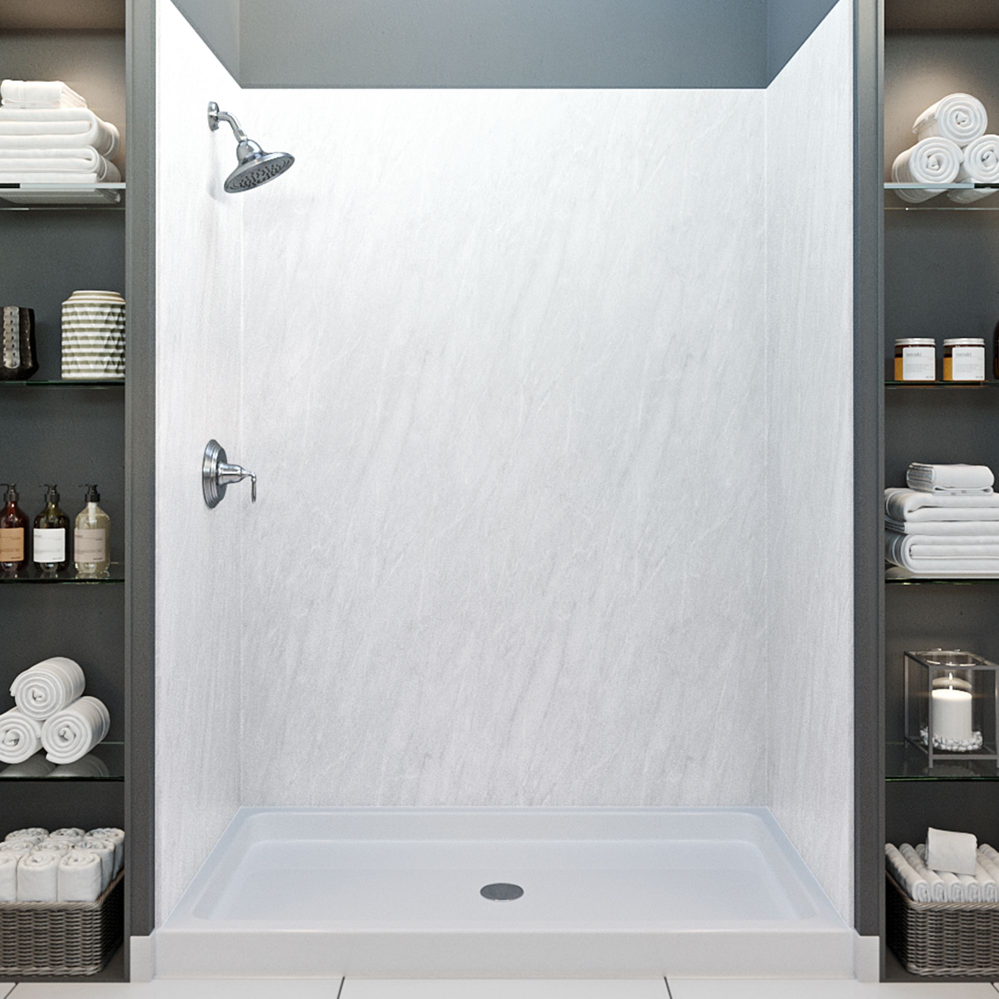 Mermaid Panels WWKW70123848X32X96 48 x 32 x 96Inch Trullo Marble 3Panel Shower Wall Kit at