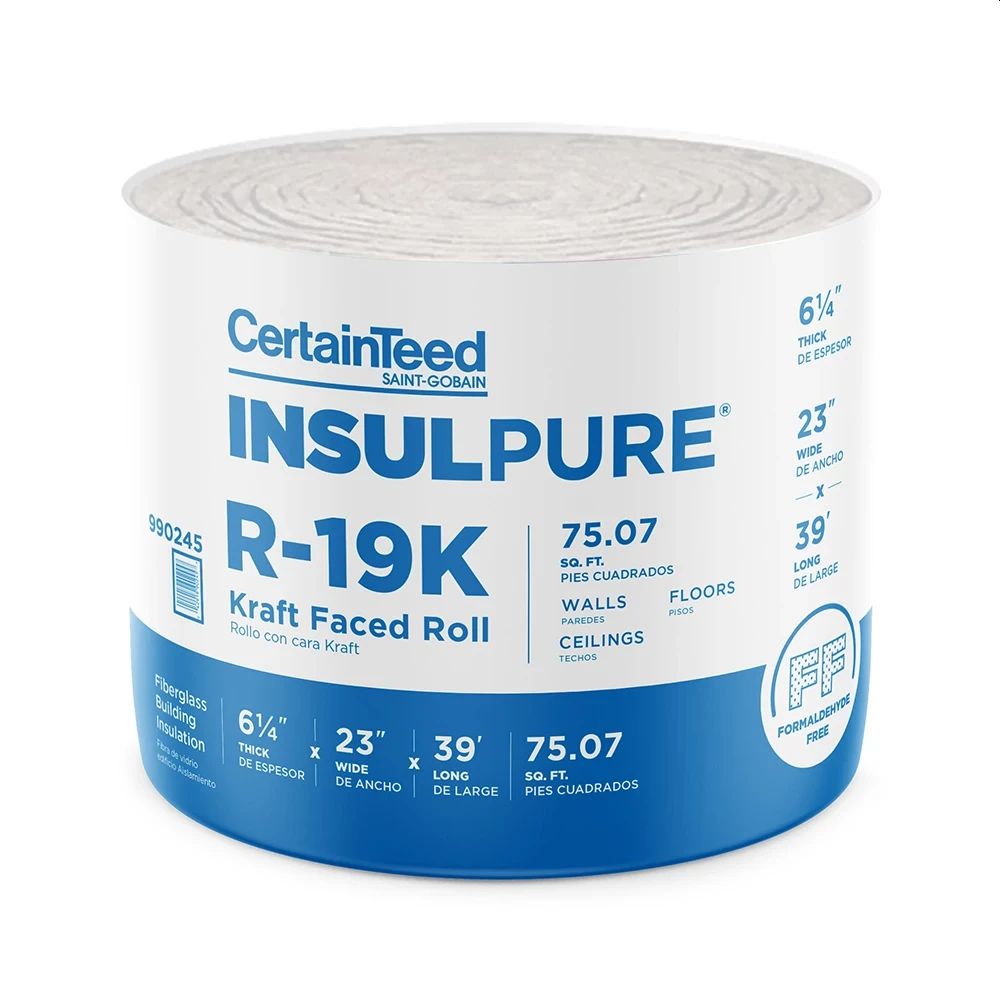CertainTeed 649747 6-1/4 x 23-Inch X 39-Foot 2-Inch R19 Insulpure Kraft  Faced Fiberglass Insulation Roll, 75.07-Square Foot at Sutherlands