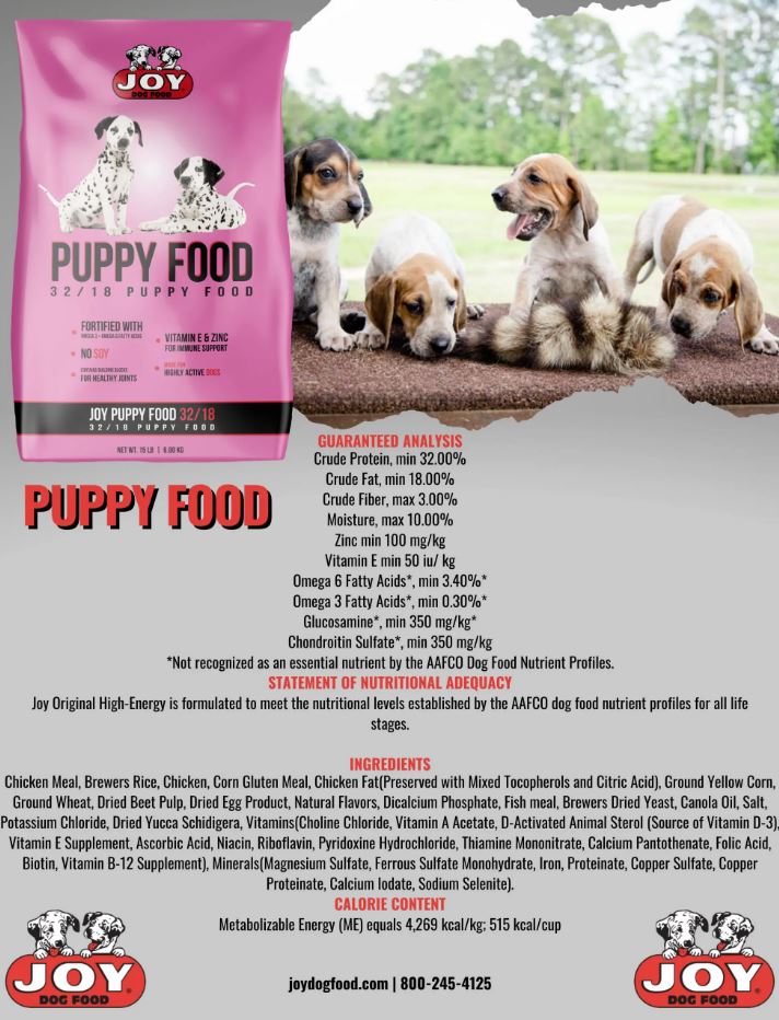 Joy Dog Food 36459 15 15 Pound Puppy Food 32 18 Dog Food at