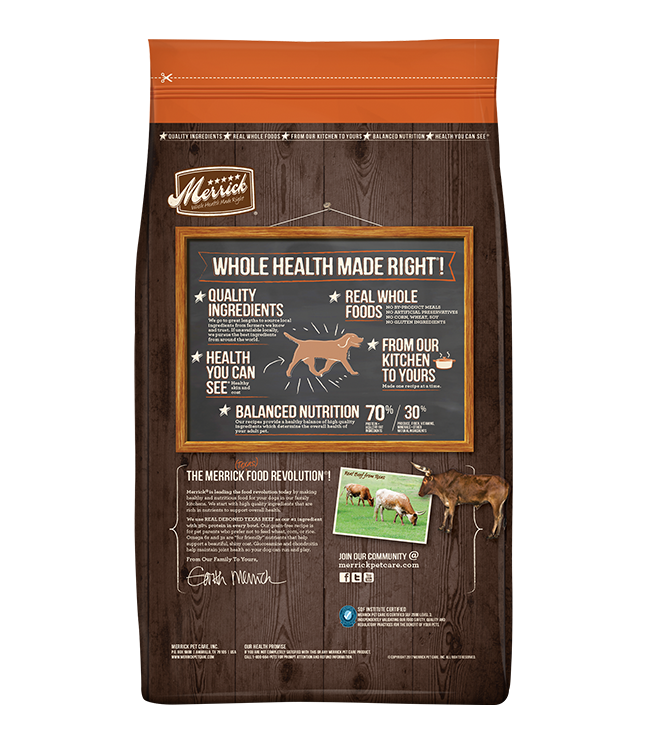 Merrick Pet Care 49334015 25Pound Grain Free Real Texas Beef And Sweet Potato Recipe Dog Food