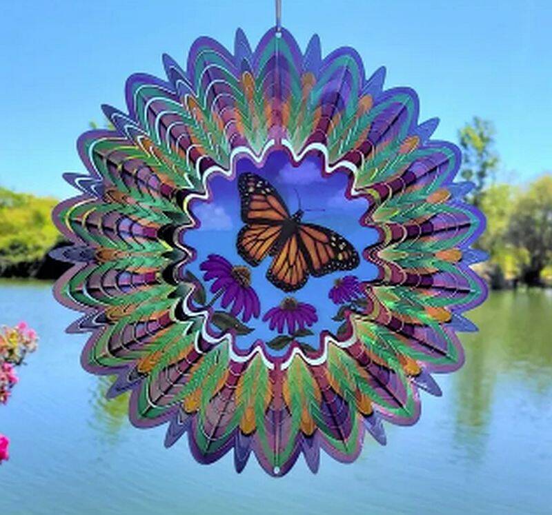 Spinfinity 323 Large Animated Butterfly Stainless Steel Wind Spinner at